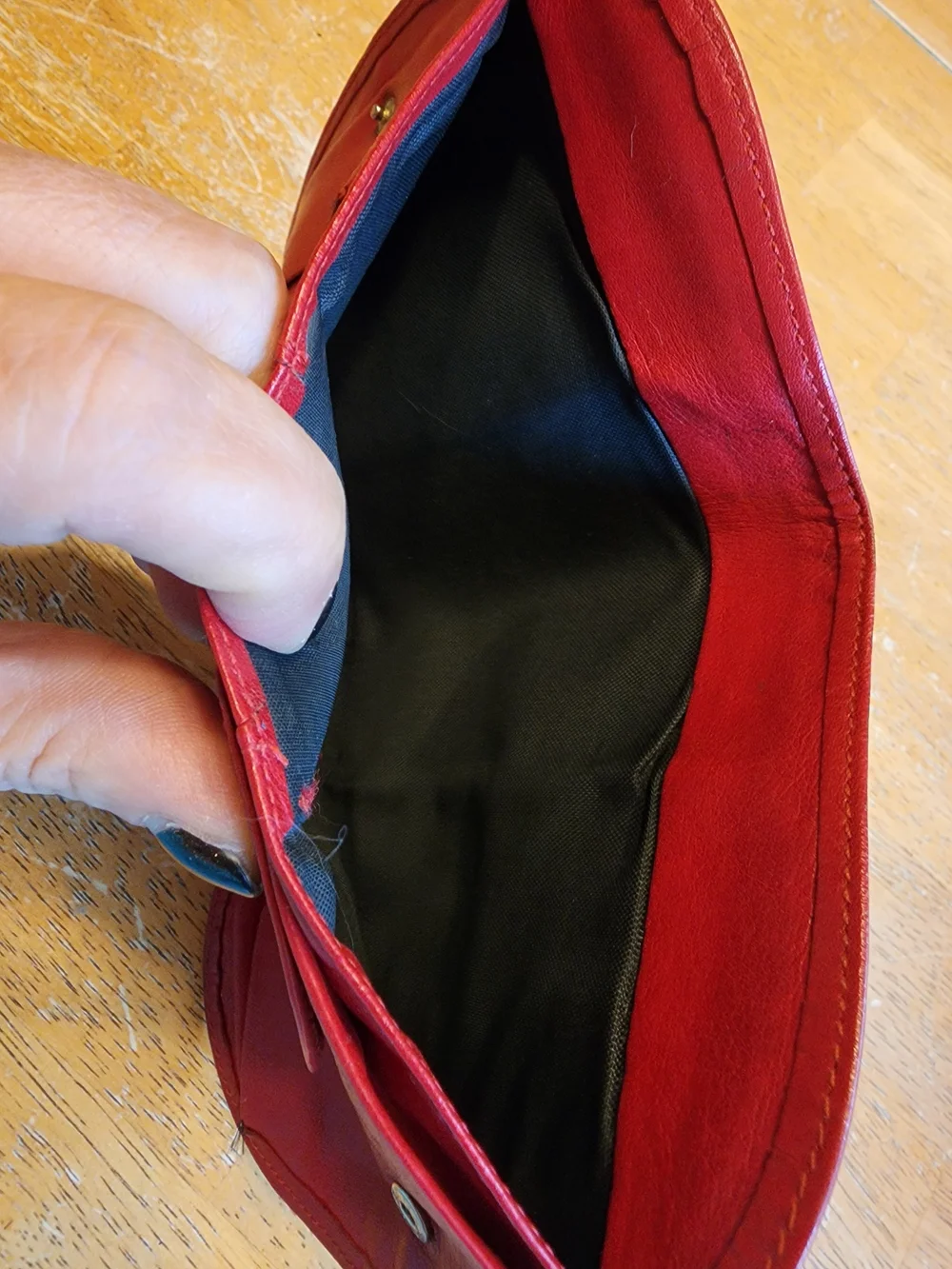 vintage red leather Christian Dior small wallet or coin/card compact case